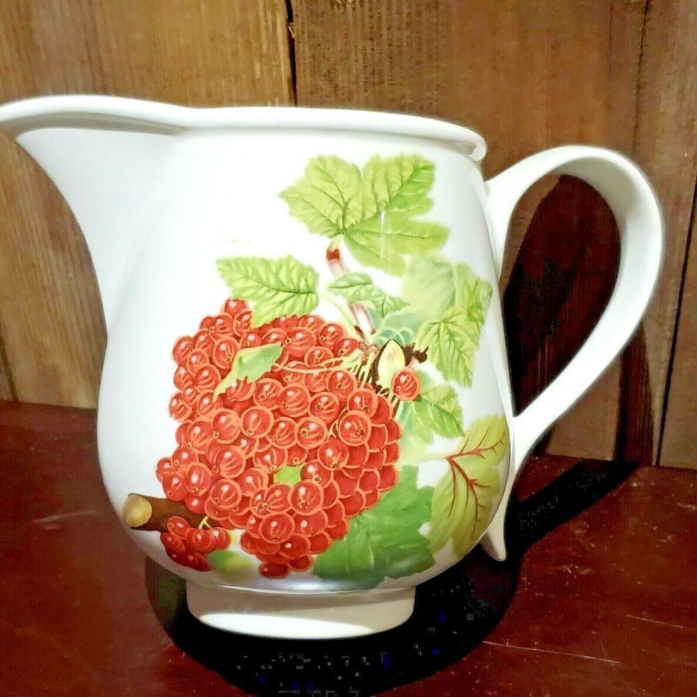 Portmeirion POMONA Creamer Pitcher 4" tall 1.5 Cup Red Currant Fruit Ceramic